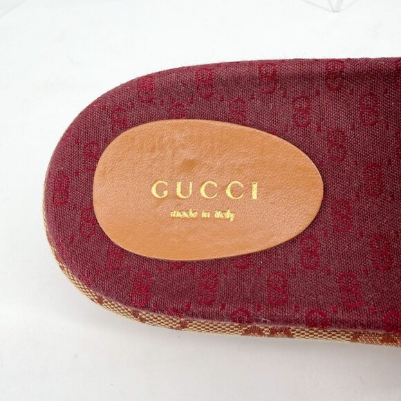Gucci Angelina Beige GG Logo Canvas Platform Slide Sandals Size 38 US 8 Women's - Picture 14 of 15